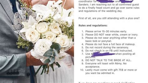 Strict List Of Wedding Rules Goes Viral On Reddit Indy100