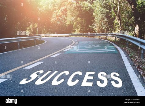 Success Word On Road Represents The Beginning Of A Journey To The