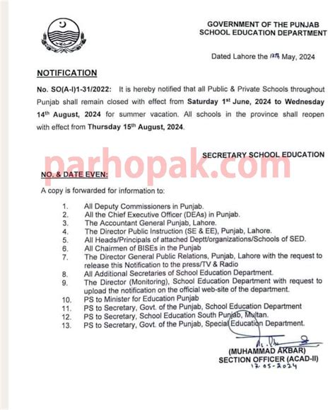 Summer Vacation 2024 In Punjab Notification Jean Corrianne