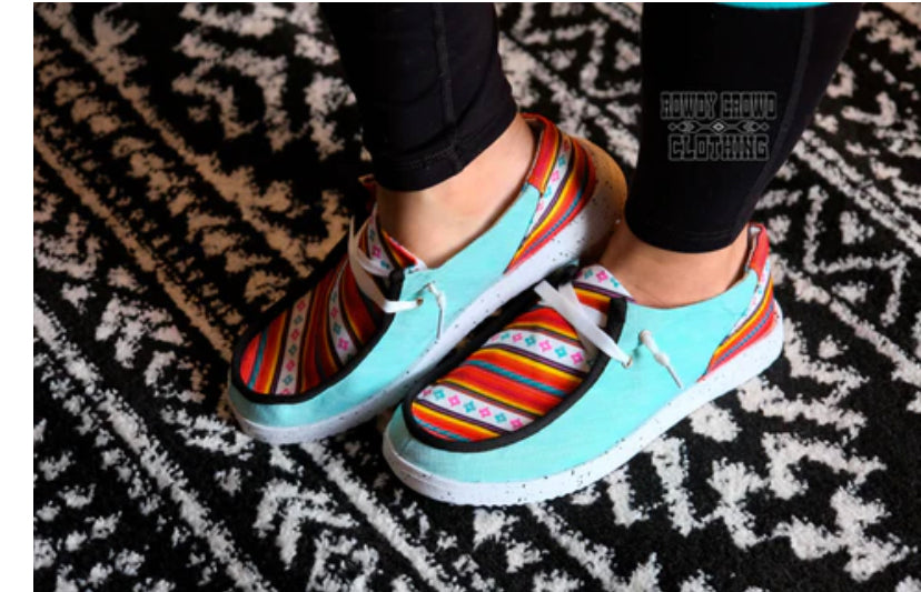 Sunset Serape Shoes Turquoise Ranch