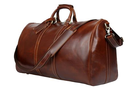 Sunvp Mens Leather Travel Duffel Bag Vintage Weekender Carry On Brown