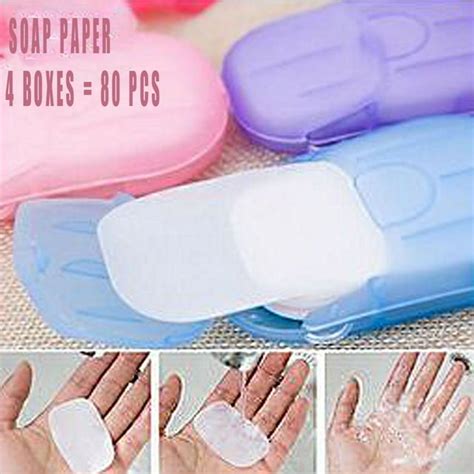 Sunycuter 4 Boxes Travel Mini Soap Toilet Paper Outdoor Disposable