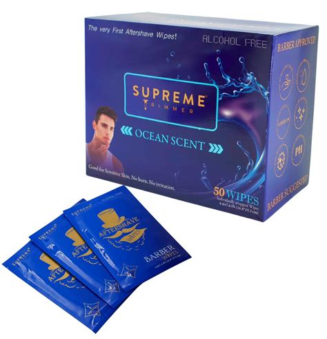 Supreme Trimmer 3 In 1 Aftershave Wipes 100 Individually Wrapped Face