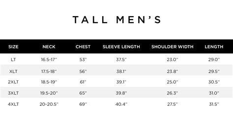 Tall Men S Size Chart London Fog