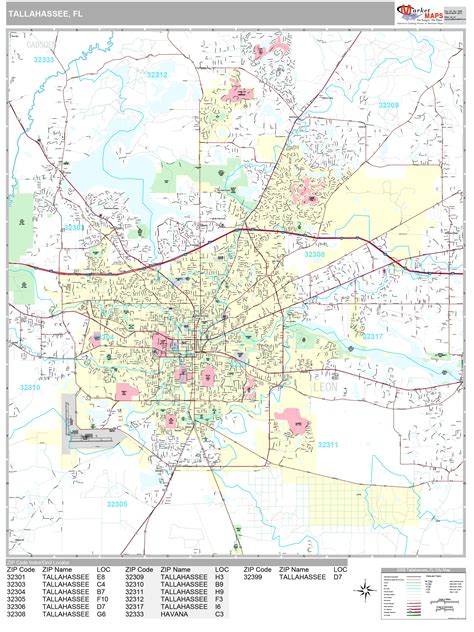 Tallahassee Florida Wall Map Premium Style By Marketmaps Mapsales