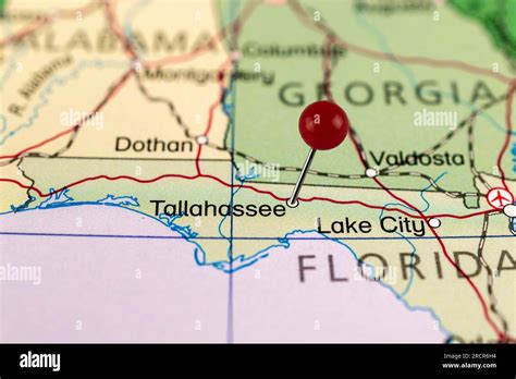 Tallahassee Map Tallahassee Pin Map Close Up Of Tallahassee Map With Red Pin Map With Red Pin