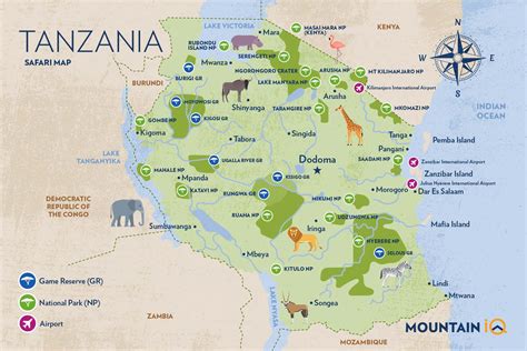 Tanzania Safari Tourist Map