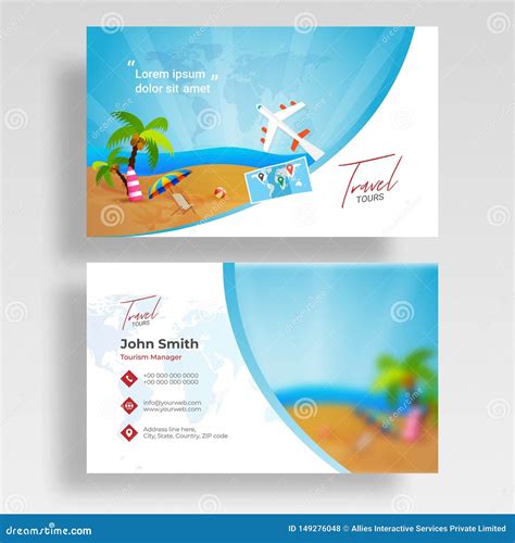 Template Or Business Card Set For Travel Agency Stock Illustration