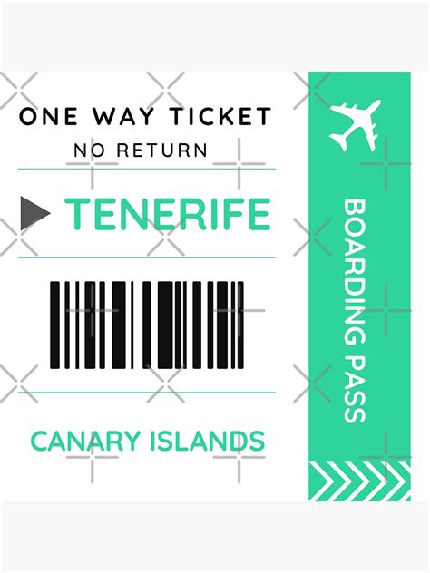 Tenerife Canary Islands One Way Travel Ticket Boarding Pass