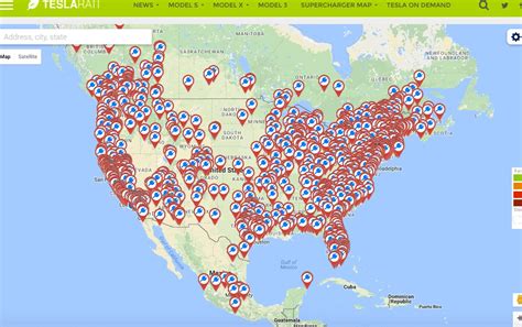 Tesla Destination Chargers Usa Map Teslarati