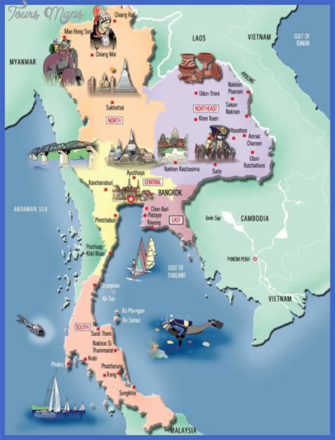 Thailand Map Tourist Attractions Toursmaps Com