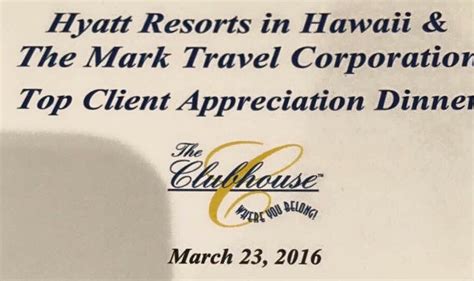 Thank You Hyatt Resorts In Hawaii And Mark Travel Corporation For A