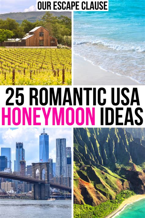 The Cover Of 25 Romantic Usa Honeymoon Destinations