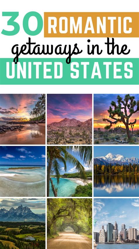 The Cover Of 30 Romantic Getaways In The United States With Images Of