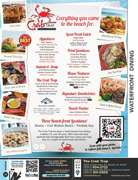 The Crab Trap Okaloosa Island Menu Coupons The Menu Mag