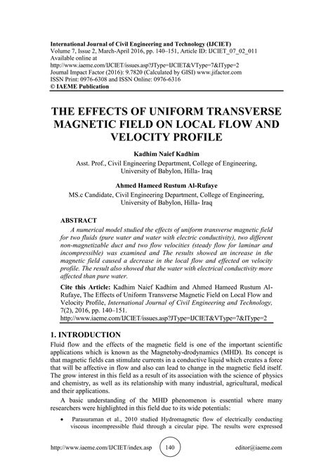 The Effects Of Uniform Transverse Magnetic Field On Local