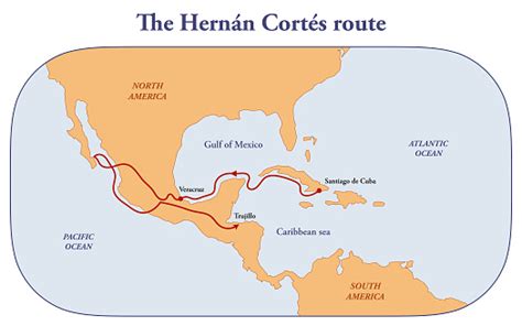 The Hernan Cortes Route Stock Illustration Download Image Now Aztec