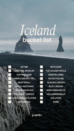 The Iceland Bucket List Is Shown In Black And White With An Image Of A