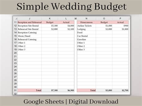 The Item For Sale Is A Easy To Use Wedding Budget Spreadsheet Built