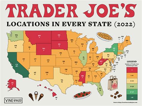 The Number Of Trader Joe S Locations In Each State Map Vinepair