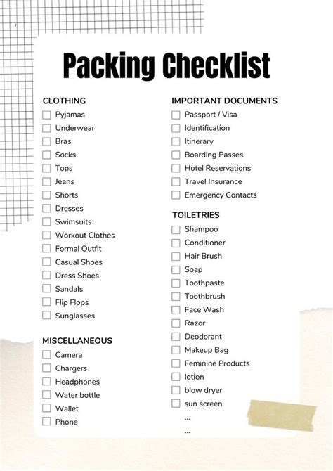 The Only Packing Checklist You Ll Ever Need Downloadable Checklist