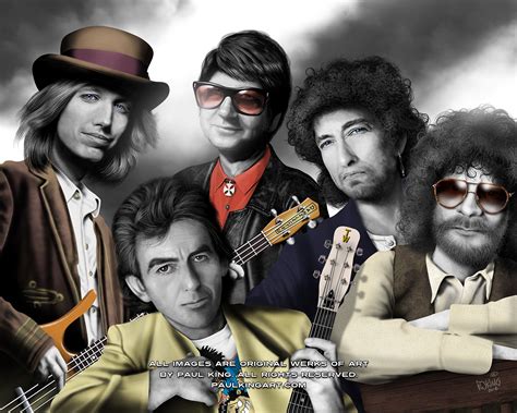 The Traveling Wilburys Caricature In 2021 Travelling Wilburys Rock