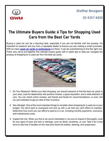 The Ultimate Buyers Guide 6 Tips For Shopping Used Cars From The Best Car Yards By