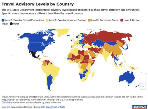 The Us Map Ranking Countries To Travel Based On Safeness It S