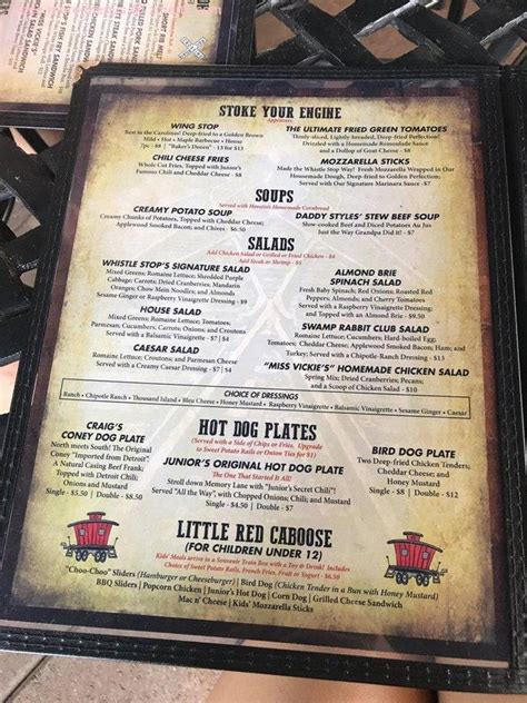 The Whistle Stop At The American Cafe Travelers Rest Menu Prices