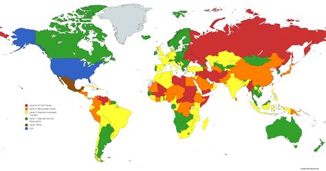 The World According To The Us Travel Advisories R Mapporn