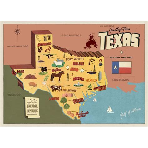 This Texas Sightseeing Map Souvenir Vintage Style Poster Is Texas Sightseeing Map Printable Maps