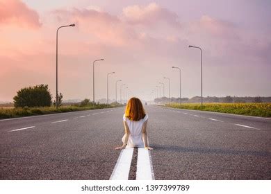 Time Travel Girl Sits On Dividing Stock Photo 1397399789 Shutterstock