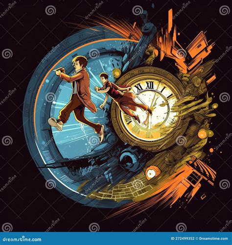 Time Travel Jump Into The Time Portal In Hours Stock Illustration