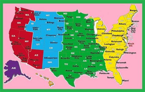 Time Zones For U S Cities And Towns U S Time Zone Map Internet