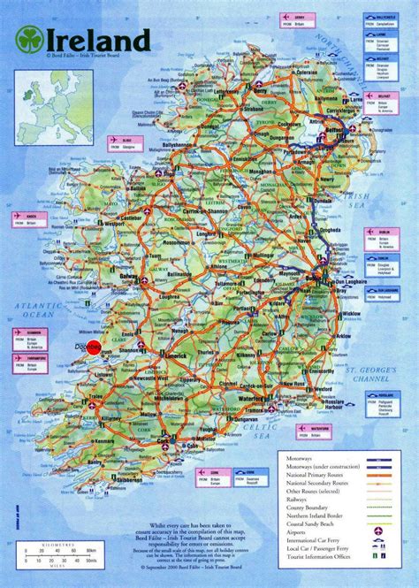 Tourist Printable Map Of Ireland