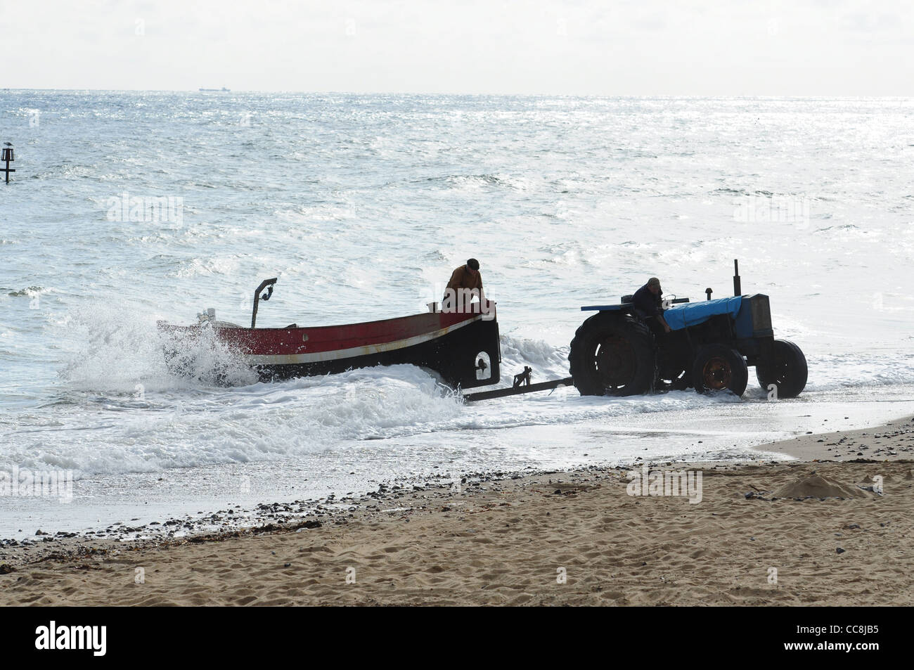 Traditional Crab Boat Launching At Cromer Norfolk Stock Photo Alamy