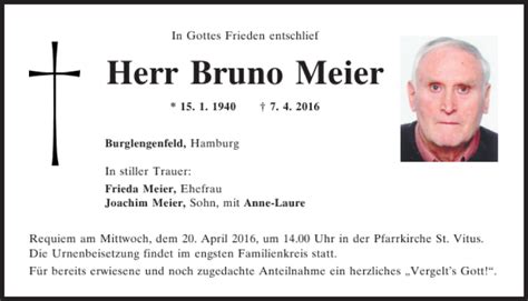 Traueranzeigen Von Bruno Ro Meier Mittelbayerische Trauer