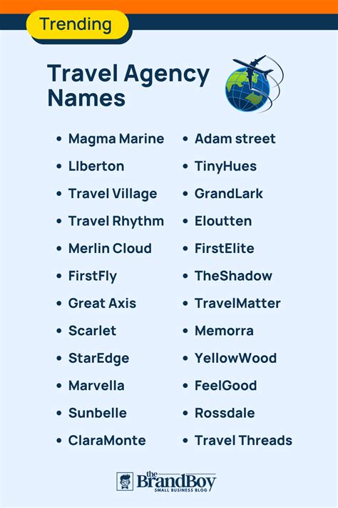 Travel Agency Name Ideas Generator Printable Templates Free