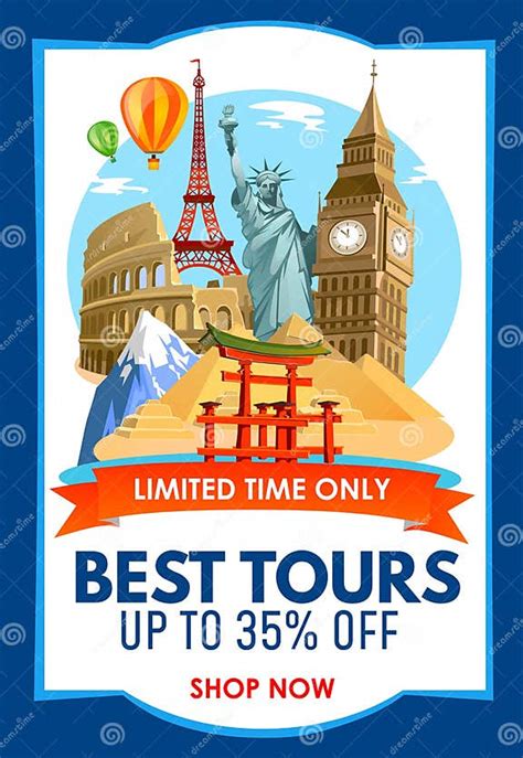 Travel Agency Promo Banner With Discounts For Tours Vector