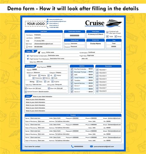 Travel Agent Booking Forms Fillable Printable Pdf Including Etsy