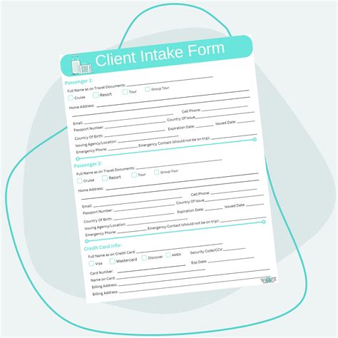 Travel Agent Client Intake Form Travel Agent Form Client Etsy