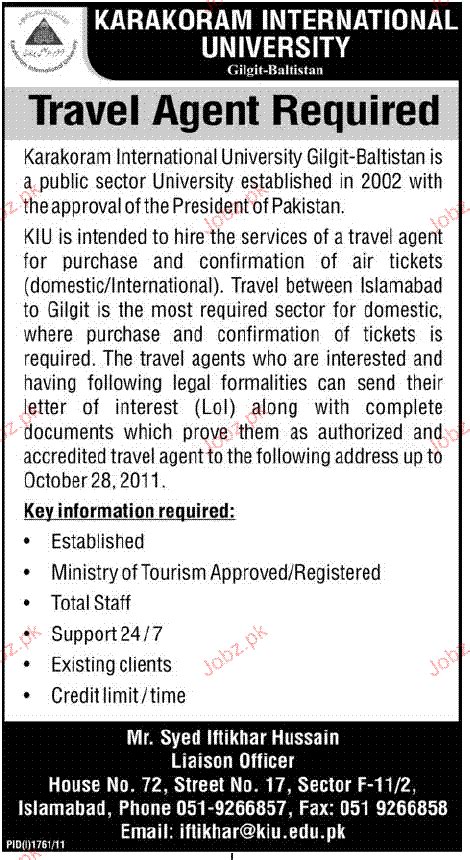 Travel Agent Job Opportunity 2023 Job Advertisement Pakistan