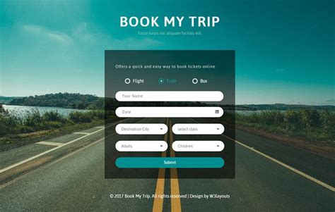 Travel Booking Forms A Flat Responsive Widget Template