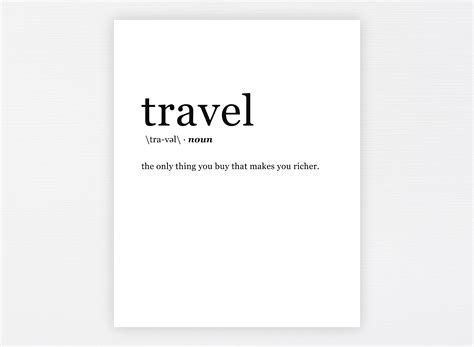 Travel Definition Definition Print Travel Quote Travel Etsy