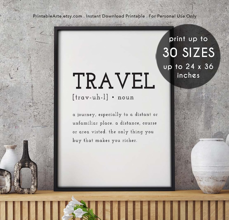 Travel Definition Print Definition Print Travel Definition Etsy