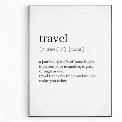 Travel Definition Print Dictionary Art Poster 98 Funny Gifts Quote