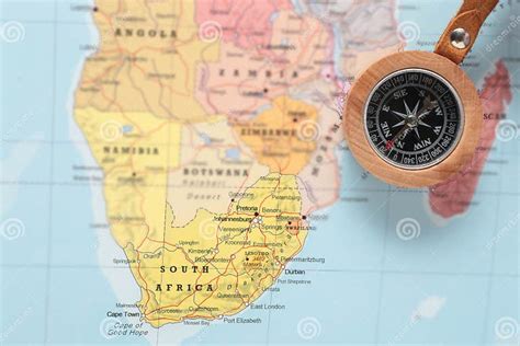 Travel Destination South Africa Map With Compass Stock Photo Image Of Explore Destination