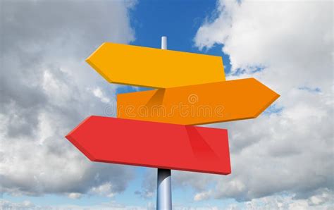 Travel Destinations Options Direction Road Sign With Arrows On Sky And