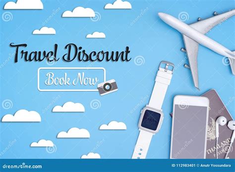 Travel Discount Book Now Sky Poster For Webpage Stock Image Image Of