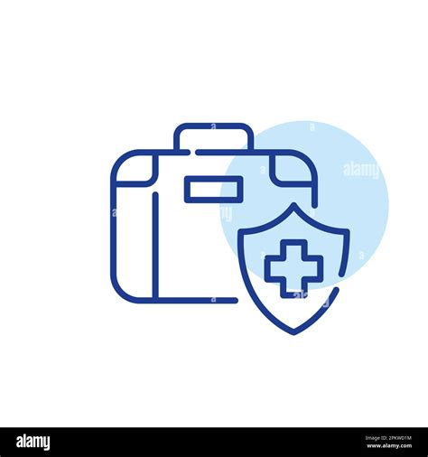 Travel Health Insurance Briefcase And Cross On Shield Travel Healthcare Coverage Pixel